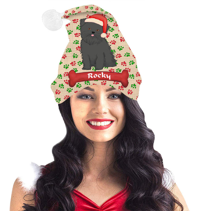 Pet Name Personalized Christmas Paw Print Affenpinscher Dogs Santa Hat
