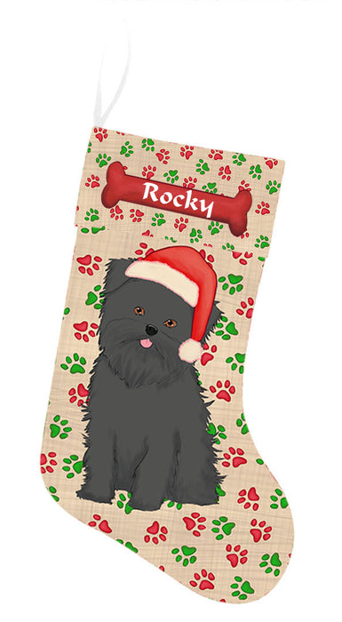 Pet Name Personalized Christmas Paw Print Affenpinscher Dogs Stocking
