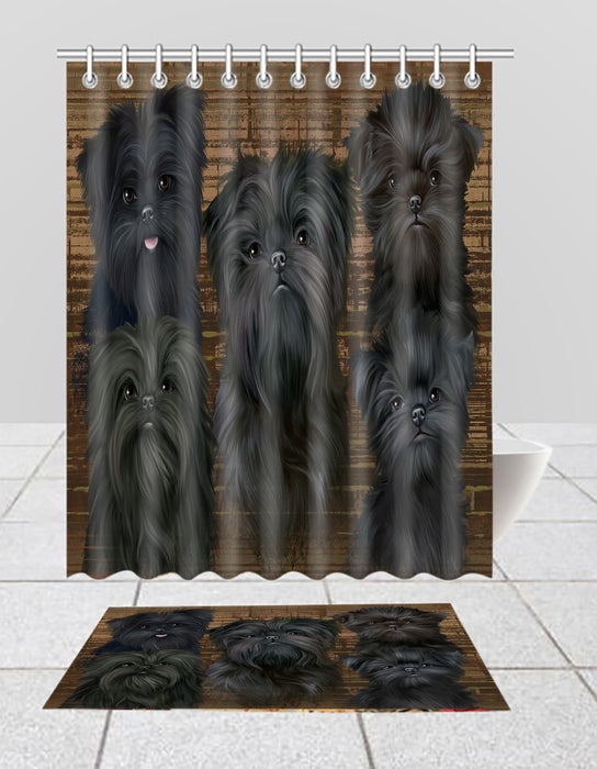 Rustic Affenpinscher Dogs  Bath Mat and Shower Curtain Combo