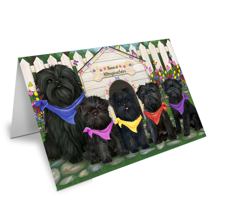 Spring Floral Affenpinscher Dog Handmade Artwork Assorted Pets Greeting Cards and Note Cards with Envelopes for All Occasions and Holiday Seasons GCD53270