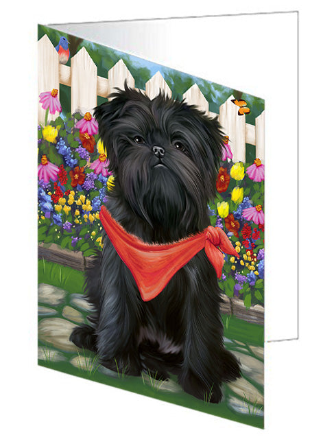 Spring Dog House Affenpinschers Dog Handmade Artwork Assorted Pets Greeting Cards and Note Cards with Envelopes for All Occasions and Holiday Seasons GCD53273