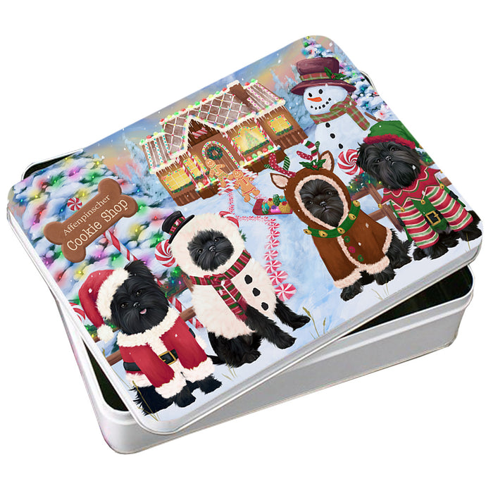 Holiday Gingerbread Cookie Shop Affenpinschers Dog Photo Storage Tin PITN56151