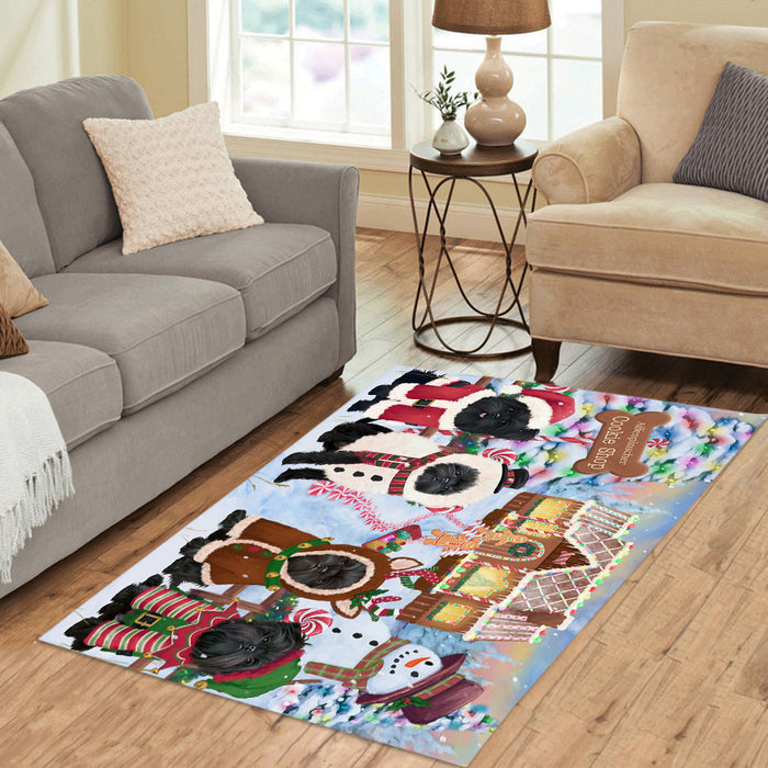 Holiday Gingerbread Cookie Affenpinscher Dogs Area Rug