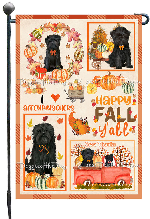 Happy Fall Y'all Pumpkin Affenpinscher Dogs Garden Flags- Outdoor Double Sided Garden Yard Porch Lawn Spring Decorative Vertical Home Flags 12 1/2"w x 18"h