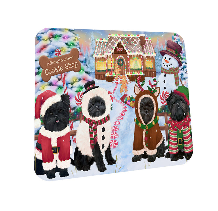 Holiday Gingerbread Cookie Shop Affenpinschers Dog Coasters Set of 4 CST56047
