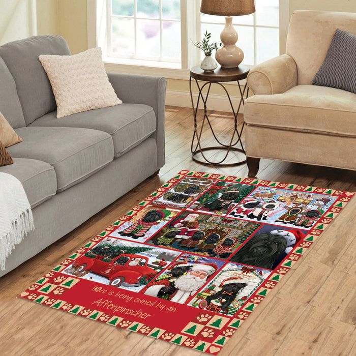 Love is Being Owned Christmas Affenpinscher Dogs Area Rug