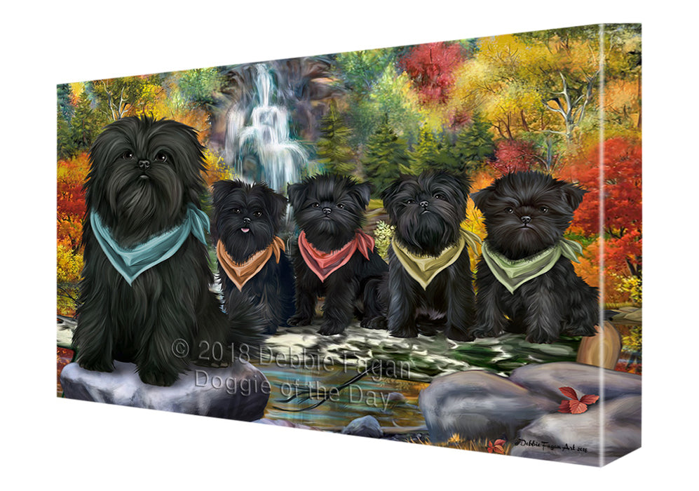 Scenic Waterfall Affenpinschers Dog Canvas Wall Art CVS62557