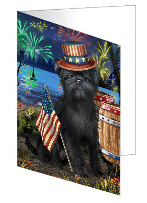 4th of July independence Day Fireworks Affenpinscher Dog at the Lake Handmade Artwork Assorted Pets Greeting Cards and Note Cards with Envelopes for All Occasions and Holiday Seasons GCD56720