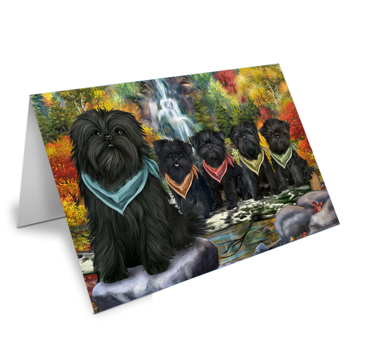 Scenic Waterfall Affenpinschers Dog Handmade Artwork Assorted Pets Greeting Cards and Note Cards with Envelopes for All Occasions and Holiday Seasons GCD52967