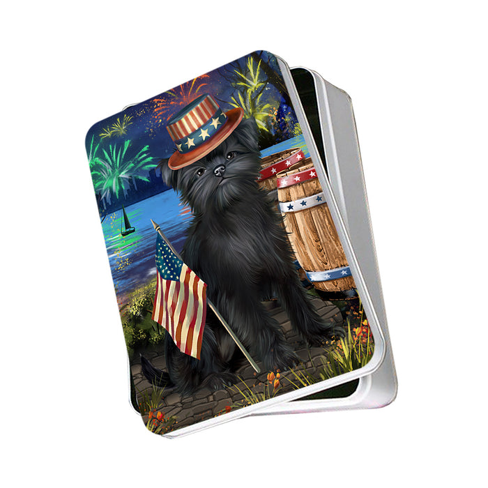 4th of July Independence Day Fireworks Affenpinscher Dog at the Lake Photo Storage Tin PITN50897