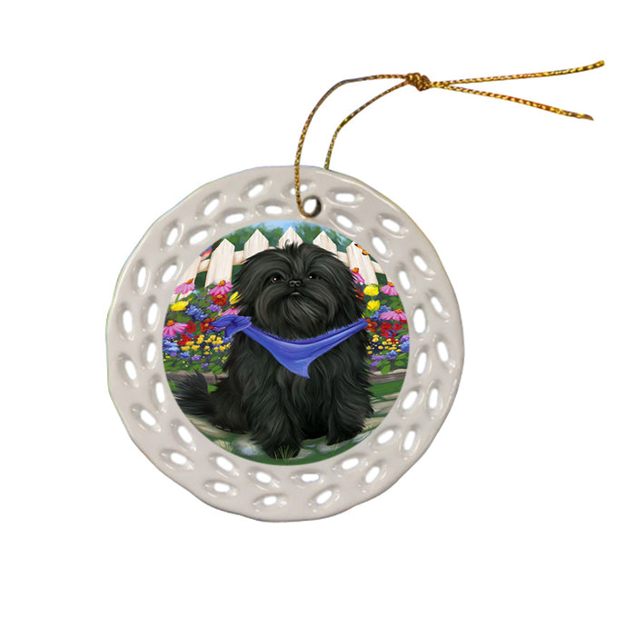 Spring Floral Affenpinscher Dog Ceramic Doily Ornament DPOR49747