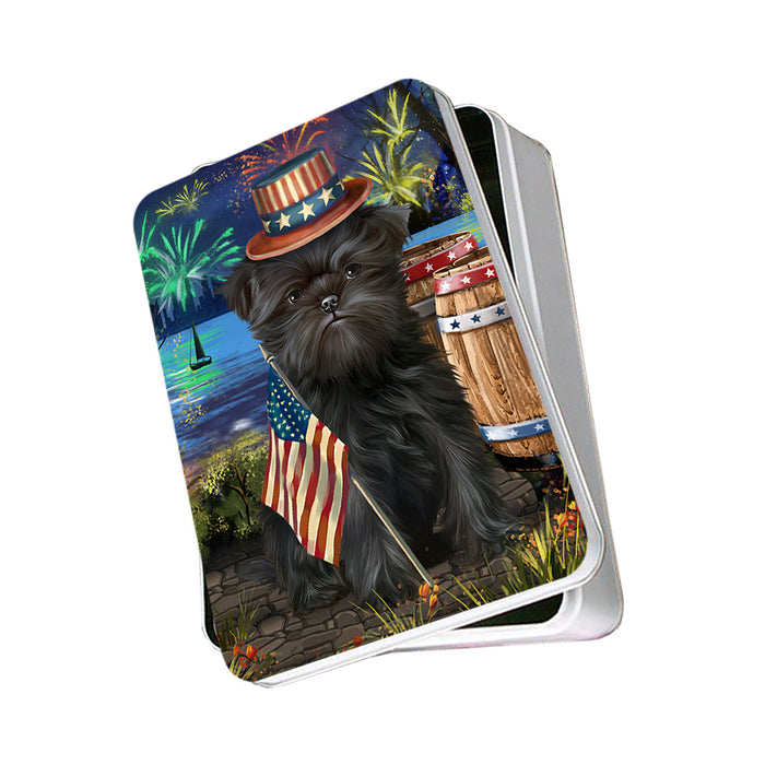 4th of July Independence Day Fireworks Affenpinscher Dog at the Lake Photo Storage Tin PITN50898