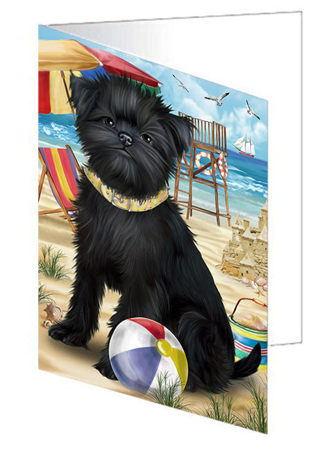 Pet Friendly Beach Affenpinscher Dog Handmade Artwork Assorted Pets Greeting Cards and Note Cards with Envelopes for All Occasions and Holiday Seasons GCD53828