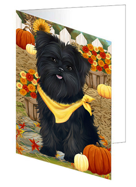 Fall Autumn Greeting Affenpinscher Dog with Pumpkins Handmade Artwork Assorted Pets Greeting Cards and Note Cards with Envelopes for All Occasions and Holiday Seasons GCD55997
