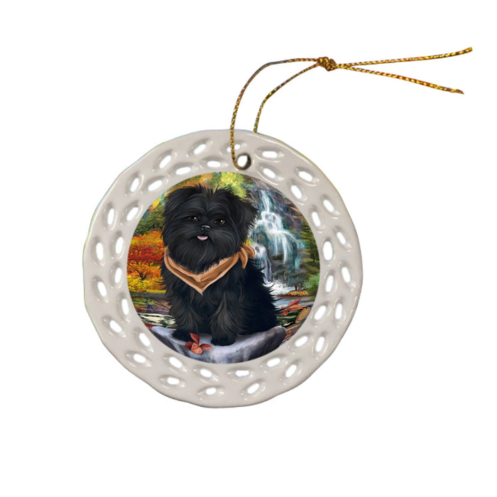 Scenic Waterfall Affenpinscher Dog Ceramic Doily Ornament DPOR49647