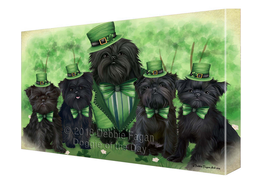St. Patricks Day Irish Family Portrait Affenpinschers Dog Canvas Wall Art CVS50601