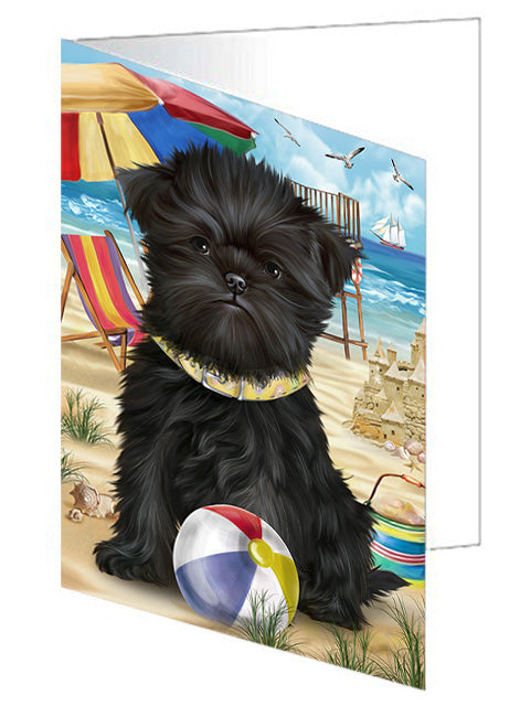Pet Friendly Beach Affenpinscher Dog Handmade Artwork Assorted Pets Greeting Cards and Note Cards with Envelopes for All Occasions and Holiday Seasons GCD53831