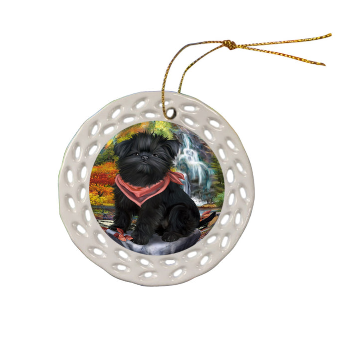 Scenic Waterfall Affenpinscher Dog Ceramic Doily Ornament DPOR49648