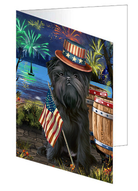 4th of July independence Day Fireworks Affenpinscher Dog at the Lake Handmade Artwork Assorted Pets Greeting Cards and Note Cards with Envelopes for All Occasions and Holiday Seasons GCD56726