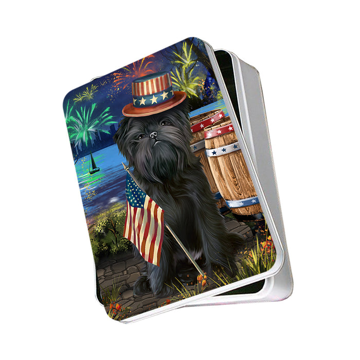 4th of July Independence Day Fireworks Affenpinscher Dog at the Lake Photo Storage Tin PITN50899