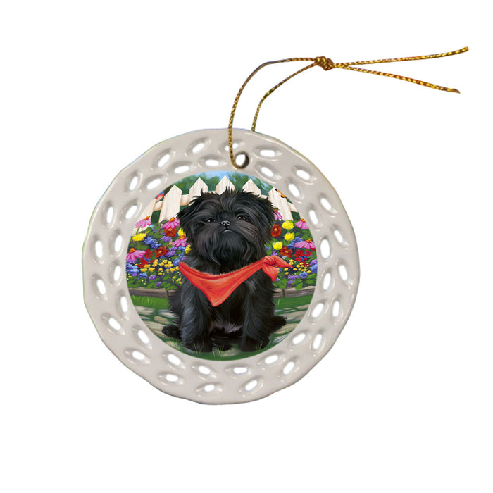 Spring Floral Affenpinscher Dog Ceramic Doily Ornament DPOR49749