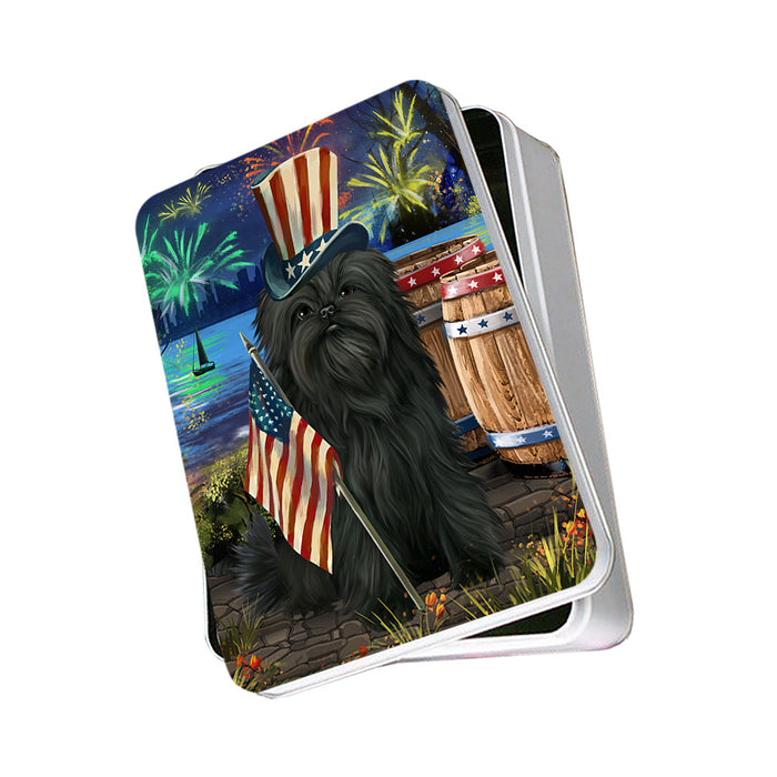 4th of July Independence Day Fireworks Affenpinscher Dog at the Lake Photo Storage Tin PITN50901