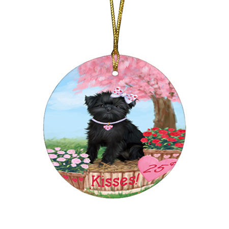 Rosie 25 Cent Kisses Affenpinscher Dog Round Flat Christmas Ornament RFPOR56104