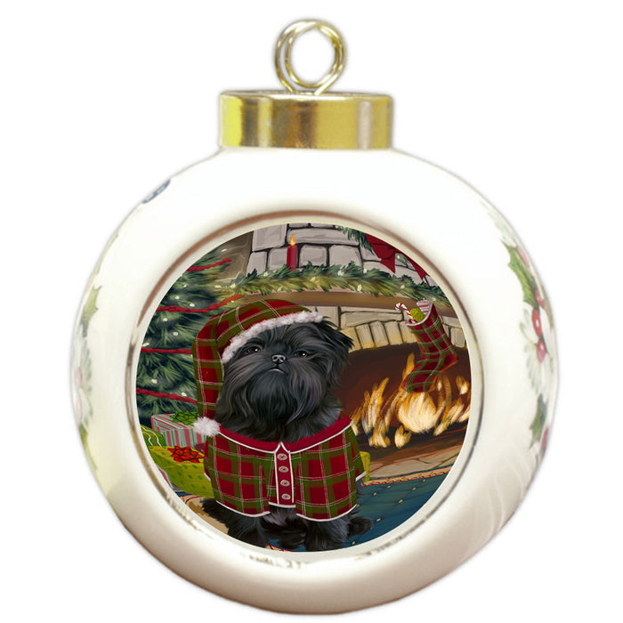 The Stocking was Hung Affenpinscher Dog Round Ball Christmas Ornament RBPOR55496
