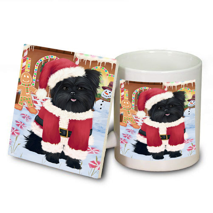 Christmas Gingerbread House Candyfest Affenpinscher Dog Mug and Coaster Set MUC56105