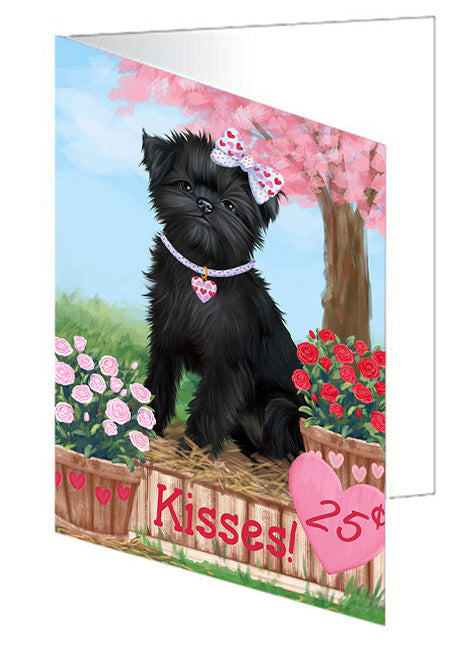 Rosie 25 Cent Kisses Affenpinscher Dog Handmade Artwork Assorted Pets Greeting Cards and Note Cards with Envelopes for All Occasions and Holiday Seasons GCD71759