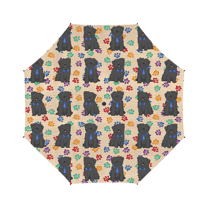 Rainbow Paw Print Affenpinscher Dogs Blue Semi-Automatic Foldable Umbrella