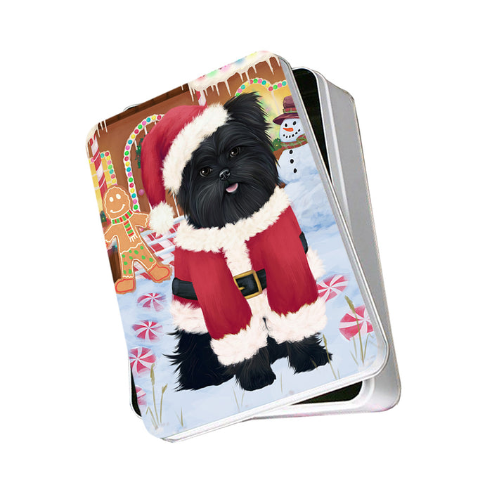 Christmas Gingerbread House Candyfest Affenpinscher Dog Photo Storage Tin PITN56032