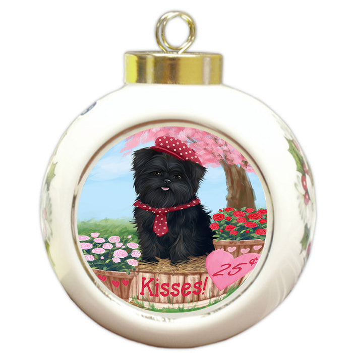 Rosie 25 Cent Kisses Affenpinscher Dog Round Ball Christmas Ornament RBPOR56105