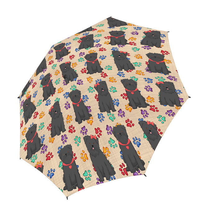 Rainbow Paw Print Affenpinscher Dogs Red Semi-Automatic Foldable Umbrella