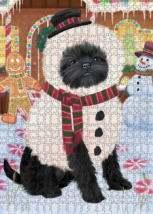 Christmas Gingerbread House Candyfest Affenpinscher Dog Puzzle with Photo Tin PUZL92656