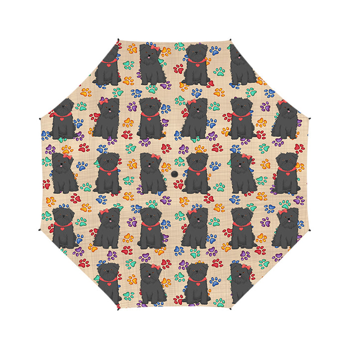 Rainbow Paw Print Affenpinscher Dogs Red Semi-Automatic Foldable Umbrella