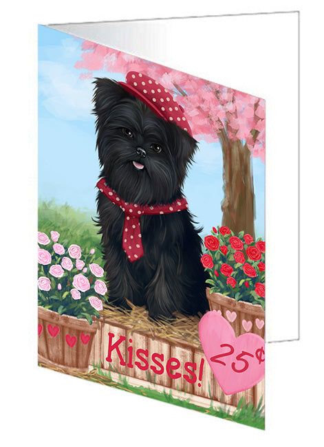 Rosie 25 Cent Kisses Affenpinscher Dog Handmade Artwork Assorted Pets Greeting Cards and Note Cards with Envelopes for All Occasions and Holiday Seasons GCD71762