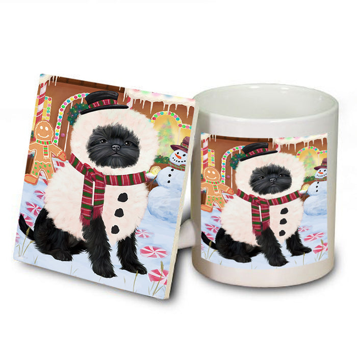 Christmas Gingerbread House Candyfest Affenpinscher Dog Mug and Coaster Set MUC56106