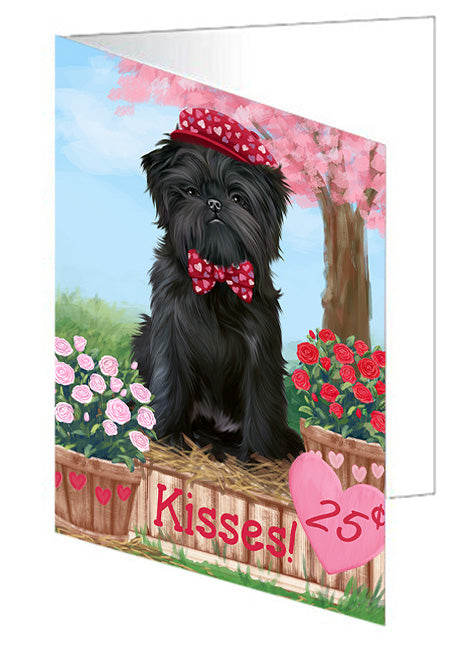 Rosie 25 Cent Kisses Affenpinscher Dog Handmade Artwork Assorted Pets Greeting Cards and Note Cards with Envelopes for All Occasions and Holiday Seasons GCD71765