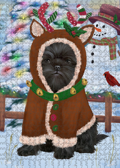 Christmas Gingerbread House Candyfest Affenpinscher Dog Puzzle with Photo Tin PUZL92660