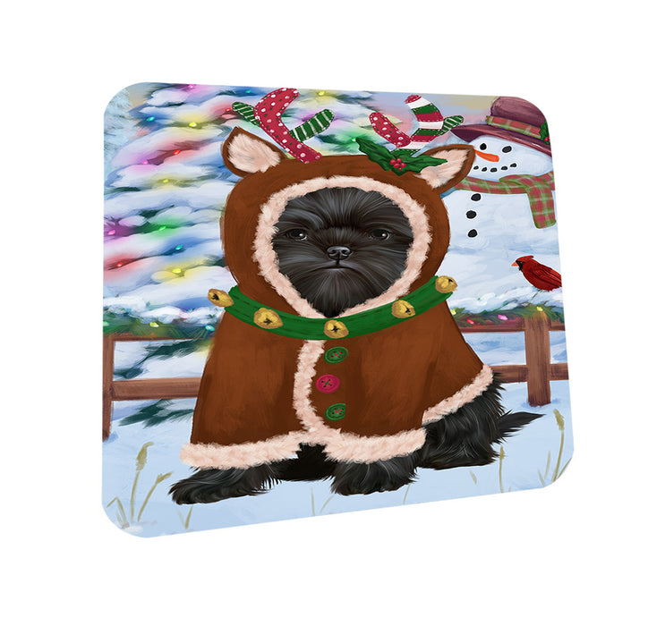 Christmas Gingerbread House Candyfest Affenpinscher Dog Coasters Set of 4 CST56073