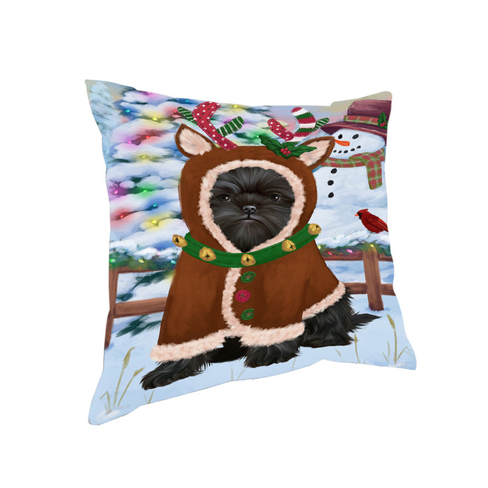 Christmas Gingerbread House Candyfest Affenpinscher Dog Pillow PIL78752