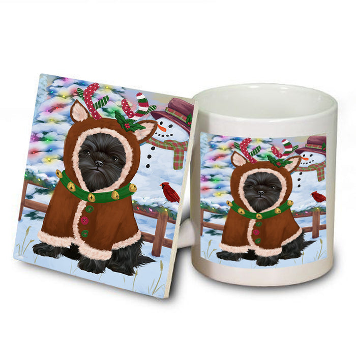 Christmas Gingerbread House Candyfest Affenpinscher Dog Mug and Coaster Set MUC56107
