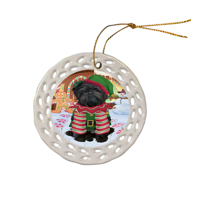 Christmas Gingerbread House Candyfest Affenpinscher Dog Ceramic Doily Ornament DPOR56472