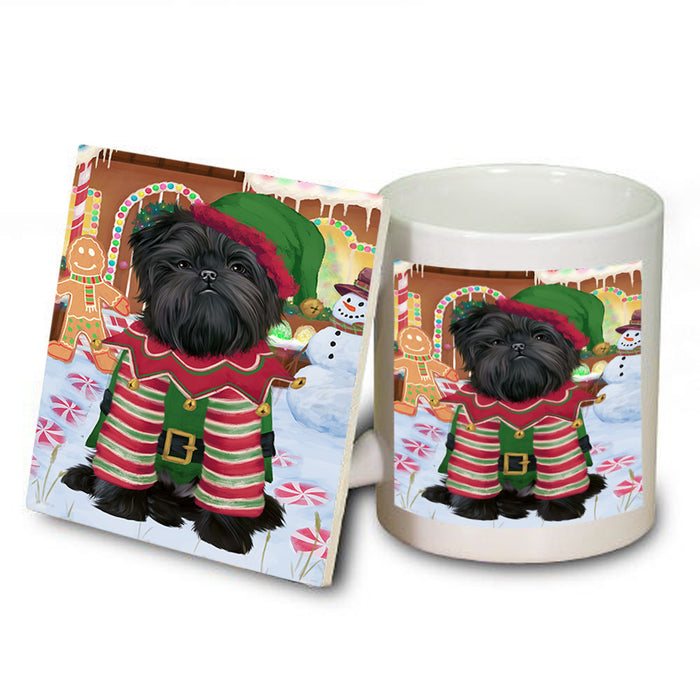 Christmas Gingerbread House Candyfest Affenpinscher Dog Mug and Coaster Set MUC56108