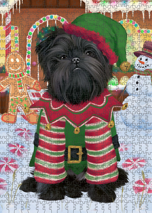 Christmas Gingerbread House Candyfest Affenpinscher Dog Puzzle with Photo Tin PUZL92664