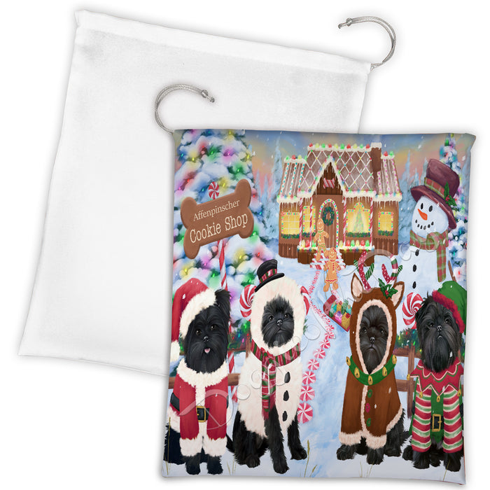 Holiday Gingerbread Cookie Affenpinscher Dogs Shop Drawstring Laundry or Gift Bag LGB48553