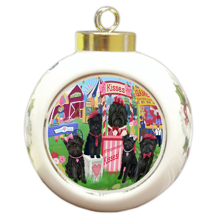 Carnival Kissing Booth Affenpinschers Dog Round Ball Christmas Ornament RBPOR56124