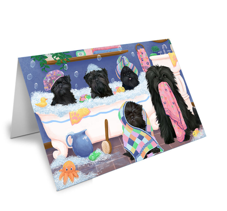 Rub A Dub Dogs In A Tub Affenpinschers Dog Handmade Artwork Assorted Pets Greeting Cards and Note Cards with Envelopes for All Occasions and Holiday Seasons GCD74756