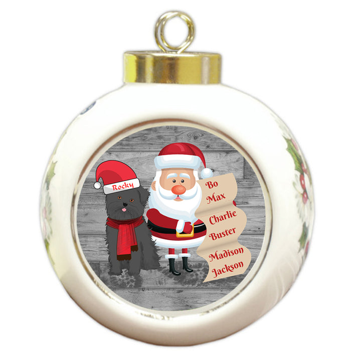 Custom Personalized Santa with Affenpinscher Dog Christmas Round Ball Ornament